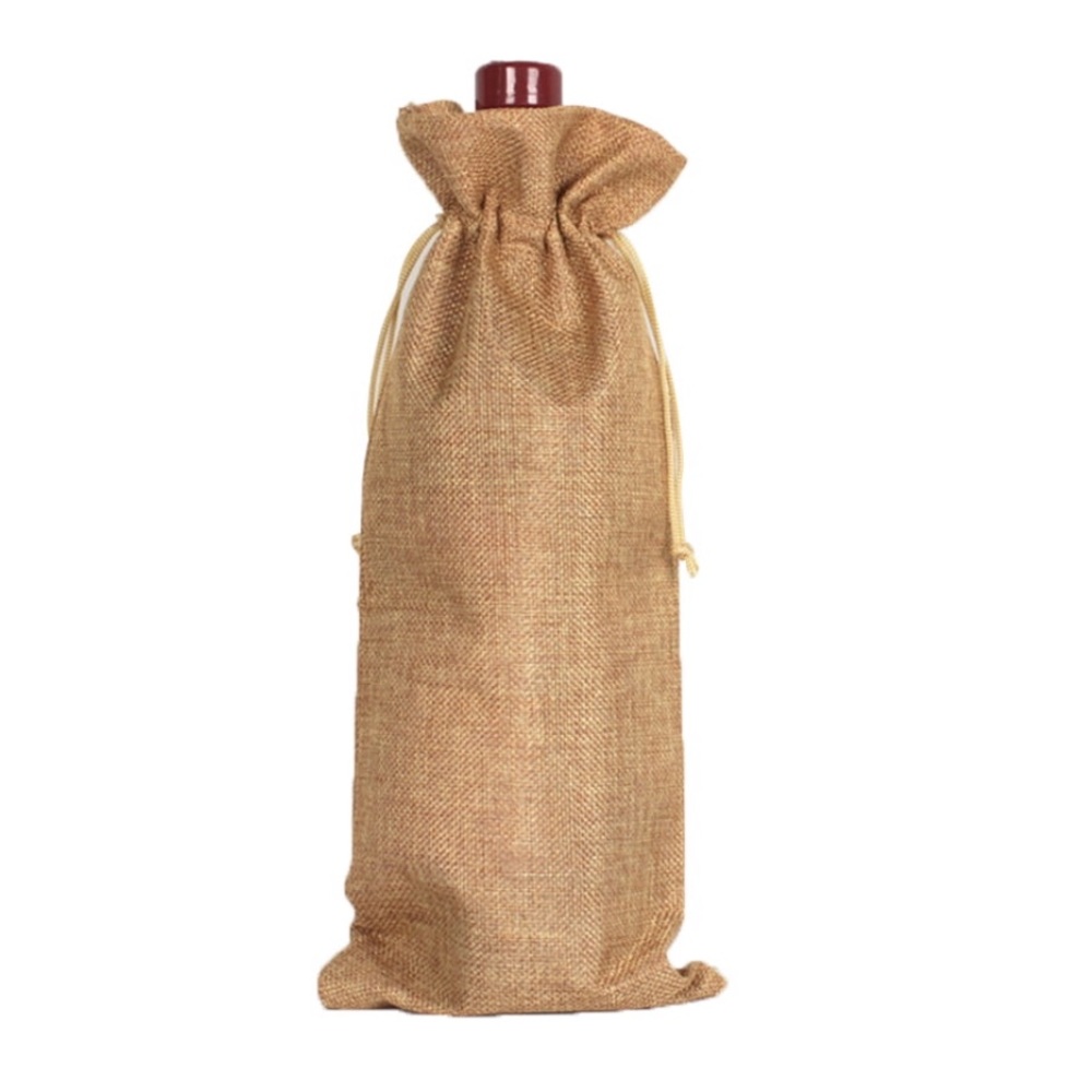 25 Natural Jute Wine Bags With Drawstrings ~ Great for Customizing! Burlap Gift